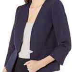 Tahari ASL Women's Collarless Waist Seam Jacket, Navy Blue Size 6 Blazer Work Photo 1