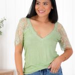 POL  Lace Sleeve Light Green Blouse /‎ Top Lightweight size XL Photo 9