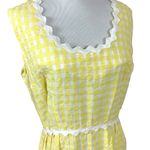 Vintage 70s Jamison Boutique Seersucker Yellow Gingham Maxi Dress Ric Rac Medium Photo 1