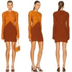 Marni Long Sleeve Lace & Ribbed Wool Mini Dress Gold Brown Orange Size XS Photo 0