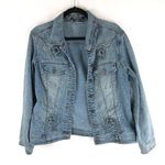 Betty Barclay Womens Denim Jacket Embroidered Beaded Floral Vintage Retro Y2K M Blue Size M Photo 0