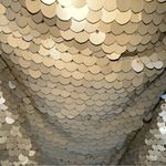 INC International Concept Cowl Draped Neck Short Sleeve Gold Sequined Top Photo 5