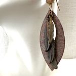 Boho Feather Drop Earrings with Patina Copper & Mixed Metal Charms Photo 3