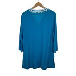 Talbots  Womens Tunic‎ Dress Size Medium Blue Pom Trim Beach Cover Up Vacation Photo 3