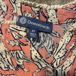 Democracy  Blouse Women's Medium Tiger Pink Split Neck 3/4 Sleeve Shirt Top Photo 2