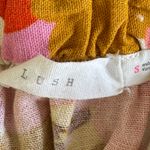 Lush Clothing LUSH Poppy Ivory Pink Orange Floral Cropped Linen Button Front Tank Top Sz Small Photo 3
