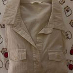 Casual work shirt 3/4 sleeves button down Tan Photo 1