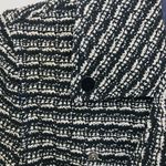 Tory Burch  Tweed Moto Jacket Black Knit Zip Front Leather Trim Small Old Money Photo 4