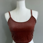 Ever B Woman’s Velvet Spaghetti Strap Crop Top Sz M Rust Orange Size M Photo 0