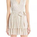 Sabina Musayev Alma Plisse Tiered Mini Dress White Shimmer Womens Size Small Photo 0