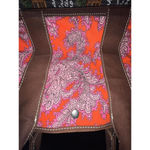 J.Crew Vintage 90s  Orange Pink Paisley Preppy Canvas Tote Bag Photo 4