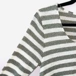 Umgee NWT Gray & White Striped Lace Trim Oversized Knit Tunic Top Photo 2