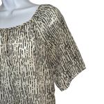 The Limited  Beige Black Sketch Line Semi Sheer Dolman Sleeve Smocked Blouse M Photo 3