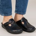 Alegria ALG-715 Mary Jane Clogs Women's 41 Black Iridescent Leather Comfort Photo 0