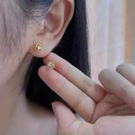 18K Gold Plated Hollow Mini Small Opal Stud Earrings for Women Photo 4