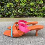 Cult Gaia Roksana colorblock leather sandal in flamingo multi size IT 39.5 NEW Photo 6
