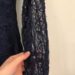 Guess  Floral Mix Lace Dress Solid Navy Blue Long Sleeve Mini Party Bodycon 0 Photo 8