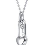 STELLA VALENTINO White Gold Plated Heart Lock and Key Pendant Necklace Silver Photo 0