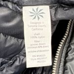 Athleta  Goose Down Jacket Black XL Hooded Packable Puffer GUC Mended Hole Photo 8