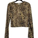 ZARA  Cheetah Animal Print Long Sleeve Stretch Crop Top Round Neck L #3278 Photo 0