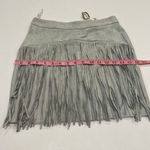Angel Biba  Fringe Mini Skirt Size 8 | Gray Faux Suede Western Boho Festival Skir Photo 4