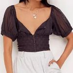 Free People  Puff Sleeve Semi Sheer Heartstrings Blouse Photo 1
