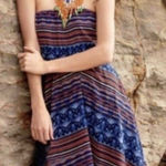 Anthropologie Maeve Urcos Boho Strapless Handkerchief Hem Dress Photo 0