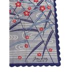Vintage Signed Asian Floral Handkerchief Hankie Paris Red Blue Scalloped Edge Photo 2