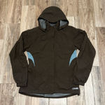 REI Jacket Womens Medium Brown Hooded Zip Serpa Lined Rain Element Outdoor Hiker Photo 0