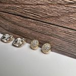 Swavorski Lot Of 2 Swarovski Crystal Clear Gold Tone Stud Pierced Earrings (Swan Marked) Photo 10