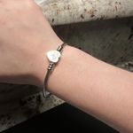 Women’s Silver Tone Cable Bangle Bracelet 7 1/4 Inch Letter / Initial B Heart Photo 0