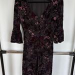 Adrianna Papell  Velvet Burnout Dress Low Back Iridescent Purple Corporate Goth 6 Photo 3
