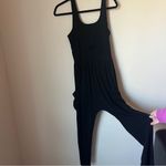 Black Sleeveless Jumpsuit Pockets Women’s Large Cutout Stretch Zipper Photo 1