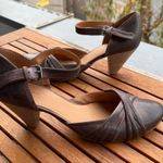 The Twins Vintage Style Brown Leather Mary Jane Pumps Ankle Strap Heels Size 41 Photo 2