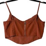 White Fox Boutique White Fox Women's‎ M Burnt Orange Corset Crop Top Going Out Cropped Zip Back Photo 3