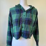 American Eagle Cute  Cropped Flannel Hoodie Photo 3