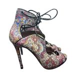 Tabitha Simmons Reed Floral Print Leather Lace Up Sandal Size 10 Photo 1