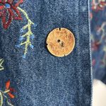 New Directions 100% Cotton Denim Embroidered Floral Button Down Top Size L Red Size L Photo 5