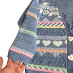 Vintage Heartworks L Crochet Cardigan Sweater Pastel Grannycore Cutesy Kawaii Blue Size L Photo 3