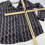 Skies Are Blue  Shirt Womens Medium Black Pink Floral Print Long Sleeve Polyester Photo 5