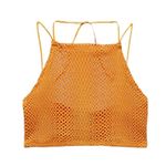ZARA NWT PERFORATED CROP TOP MESH BEACH BLOGGERS FAV ORANGE LARGE Photo 3