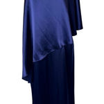 Zac Posen  Gown‎ Women 12 Navy Blue Satin One Shoulder Flowy Maxi Formal Luxury Photo 0