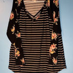 No Comment  Floral Striped Women's Top 3X Photo 0