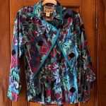 Wrangler Vintage  Button Short Crossover Women’s Medium Aqua Purple Aztec Retro Photo 0