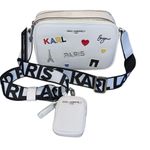 Karl Lagerfeld Maybelle Crossbody Bag Double Zip White With Pins Pouch NWT $228 Photo 0