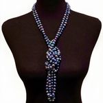 Vintage Peacock Pearls Necklace Endless Strand 99 inches Long Purple Photo 3