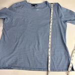 Lands' End  Women's Long Sleeve Stripe Tee Nautical Blue & White 100% Cotton L Photo 6