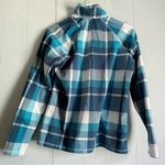 Eddie Bauer Teal Plaid Ultra Soft Fleece 1/4 Zip Long Sleeve Pullover Top M Photo 2