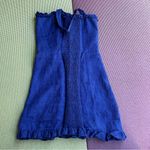 Reformation Blue  Linen Dress with Ruffle Detail Photo 5