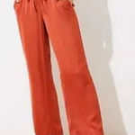Loft  | Rust Burnt Orange Satin Wide Leg Drawstring Pants | Plus Size 14 | NWT Photo 0